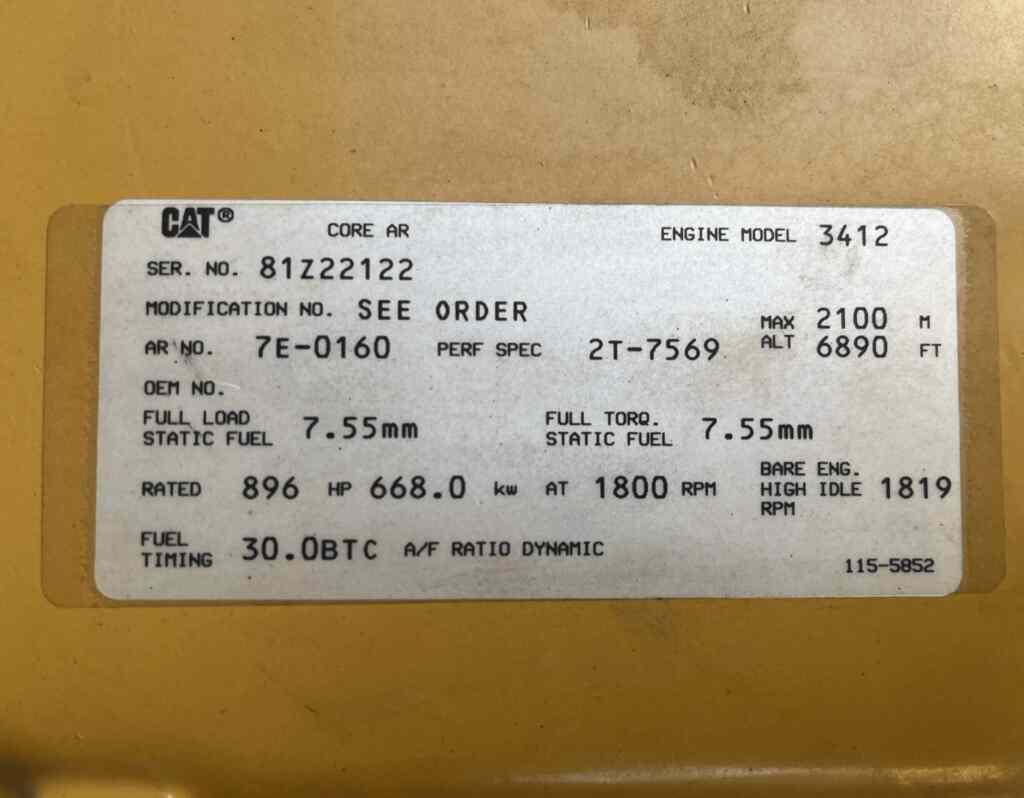 Caterpillar 3412C Standby Diesel Generator — SOLD